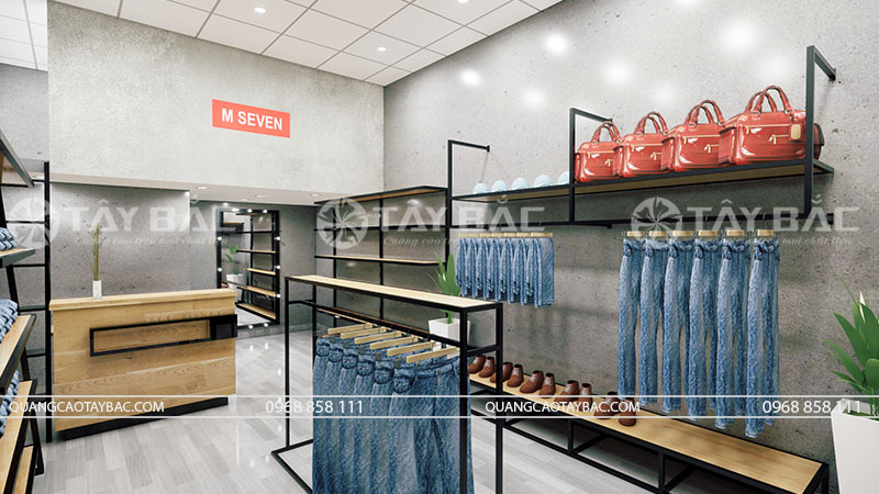 Tư vấn thiết kế biển hiệu shop quần áo M Seven