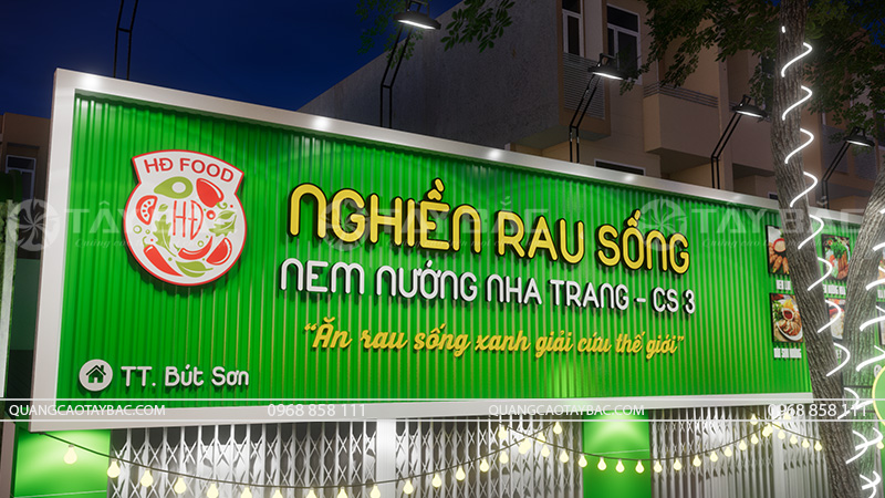 Biển quảng cáo tiệm ăn vặt Nghiền Rau Sống