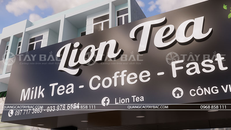 Biển quảng cáo quán ăn vặt, trà sữa Lion Tea