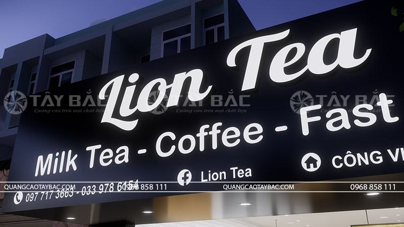 Biển quảng cáo quán ăn vặt, trà sữa Lion Tea