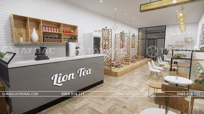 Biển quảng cáo quán ăn vặt, trà sữa Lion Tea