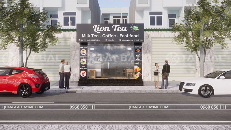 Biển quảng cáo quán ăn vặt, trà sữa Lion Tea