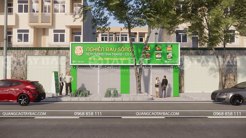 Biển quảng cáo tiệm ăn vặt Nghiền Rau Sống