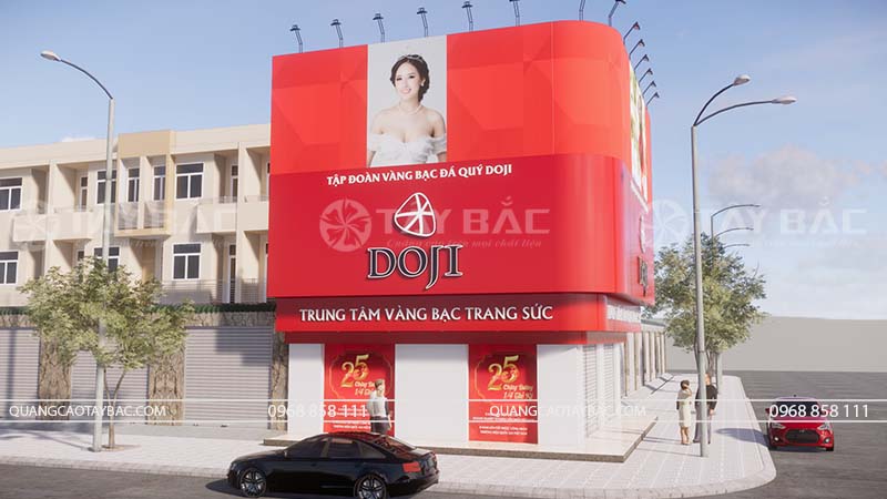 Thiết kế thi công bảng hiệu tiệm vàng Doji