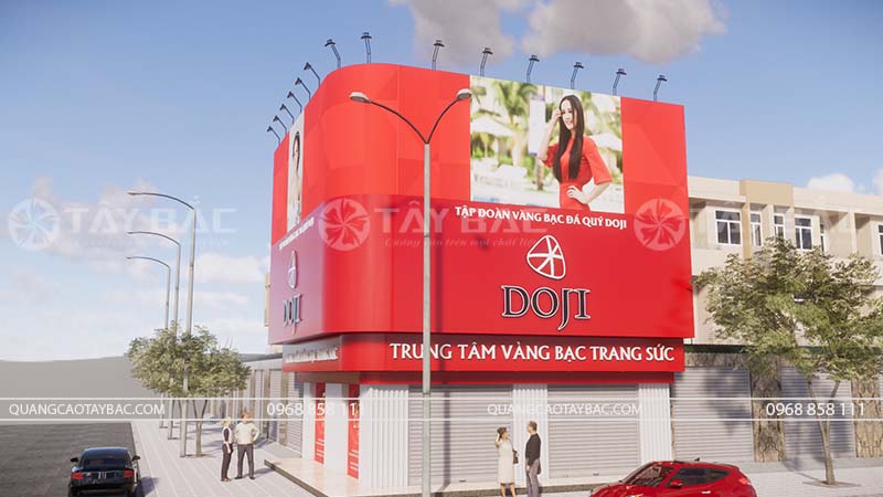 Thiết kế thi công bảng hiệu tiệm vàng Doji