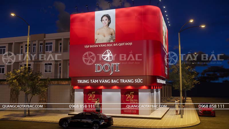 Thiết kế thi công bảng hiệu tiệm vàng Doji