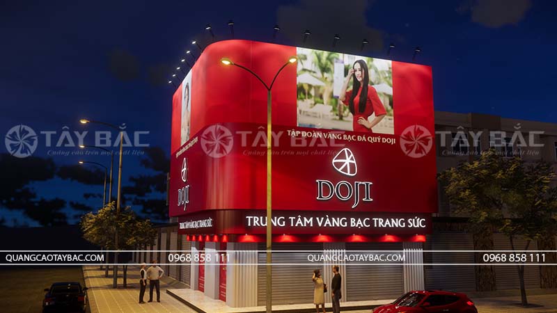 Thiết kế thi công bảng hiệu tiệm vàng Doji
