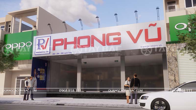 Biển quảng cáo cửa hàng máy tính Phong Vũ