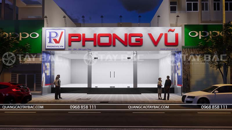 Biển quảng cáo cửa hàng máy tính Phong Vũ
