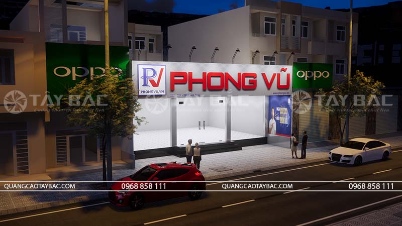 Biển quảng cáo cửa hàng máy tính Phong Vũ