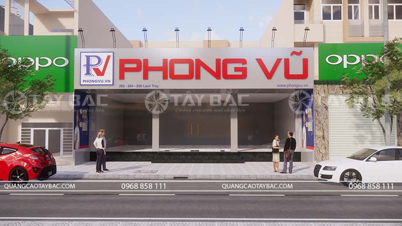 Biển quảng cáo cửa hàng máy tính Phong Vũ