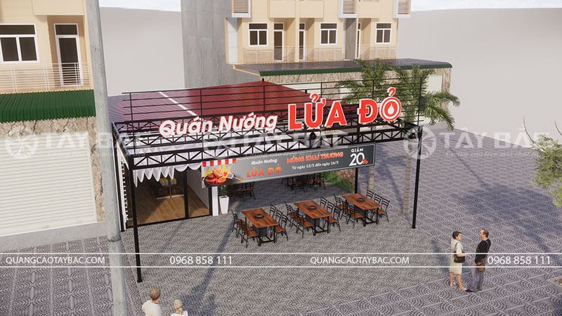 Biển hiệu lẩu nướng Lửa Đỏ