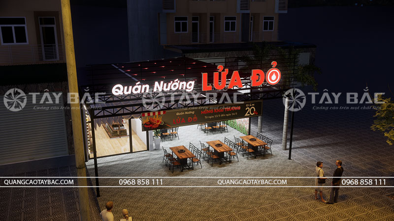 Biển hiệu lẩu nướng Lửa Đỏ