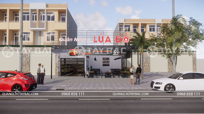Biển hiệu lẩu nướng Lửa Đỏ