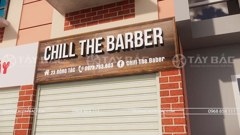 Biển quảng cáo salon tóc Chill Barber.