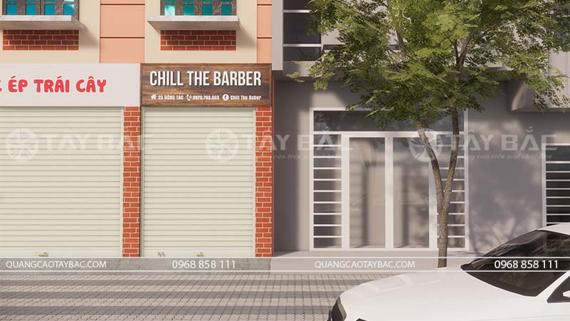 Biển quảng cáo salon tóc Chill Barber.