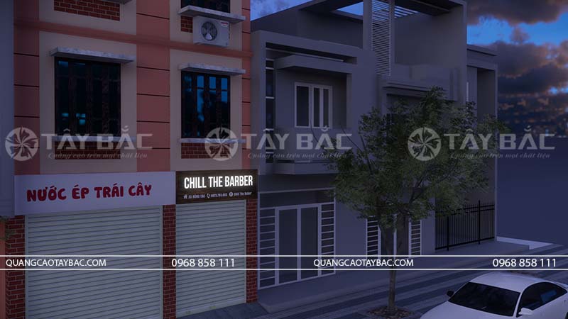 Biển quảng cáo salon tóc Chill Barber.