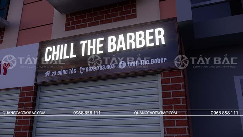 Biển quảng cáo salon tóc Chill Barber.