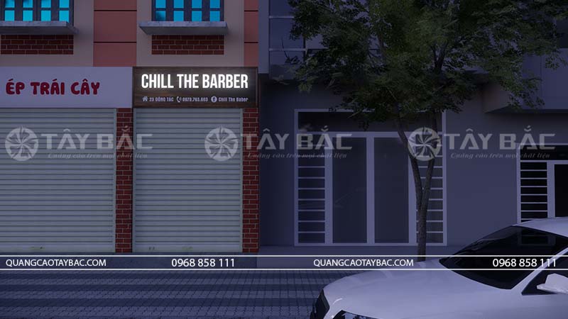 Biển quảng cáo salon tóc Chill Barber.