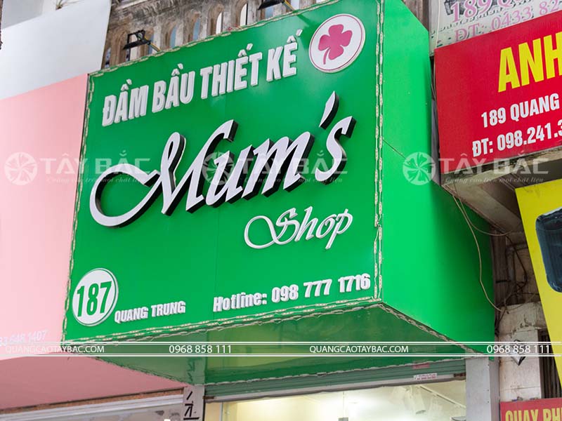 Biển hiệu shop thời trang bầu Mums