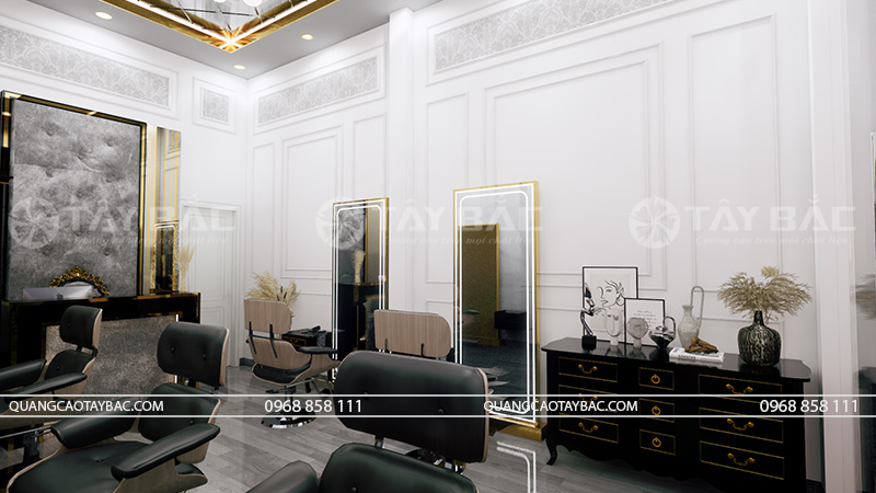 Thiết kế nội thất salon tóc Luxury