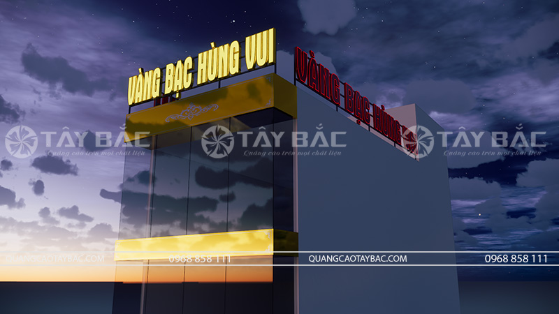 Bảng hiệu tiệm vàng Hùng Vui