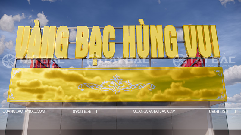 Bảng hiệu tiệm vàng Hùng Vui