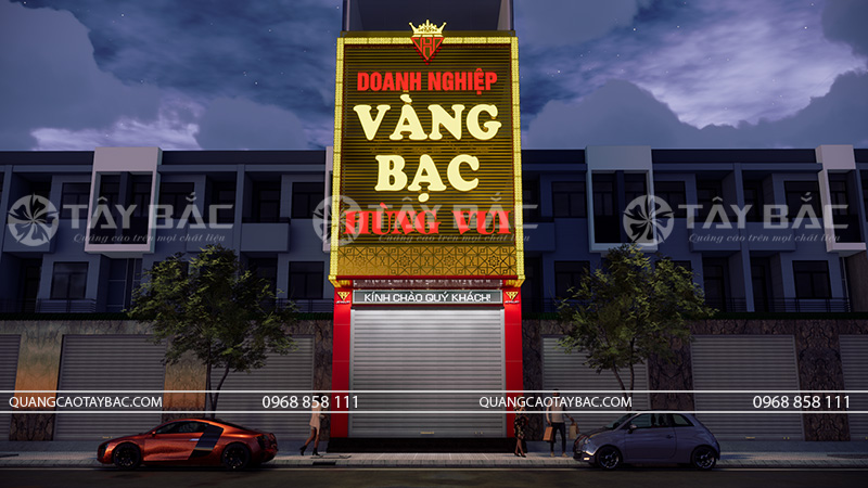 Bảng hiệu tiệm vàng Hùng Vui