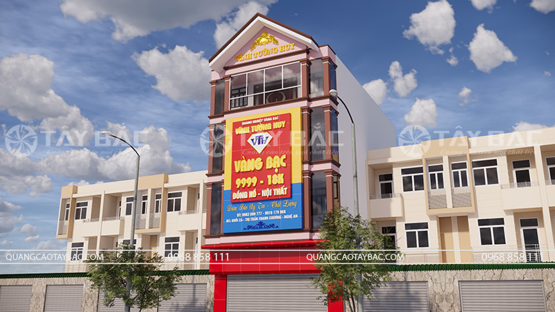 Thiết kế thi công bảng hiệu tiệm vàng Vĩnh Tường Huy