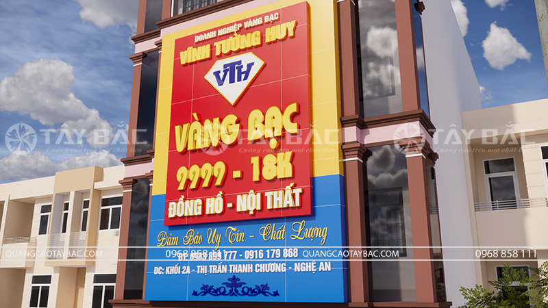 Thiết kế thi công bảng hiệu tiệm vàng Vĩnh Tường Huy