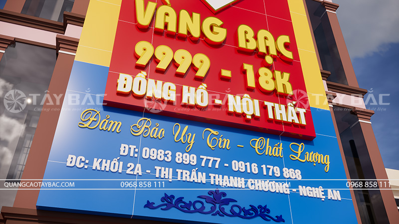 Thiết kế thi công bảng hiệu tiệm vàng Vĩnh Tường Huy