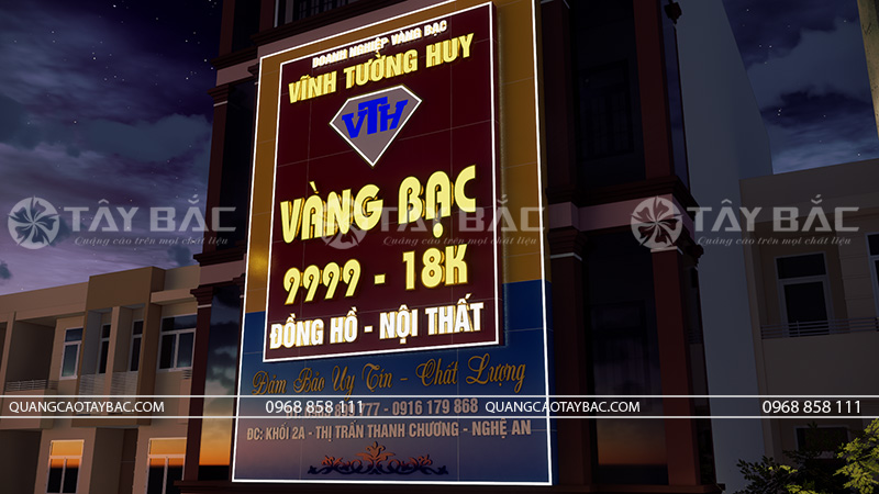 Thiết kế thi công bảng hiệu tiệm vàng Vĩnh Tường Huy