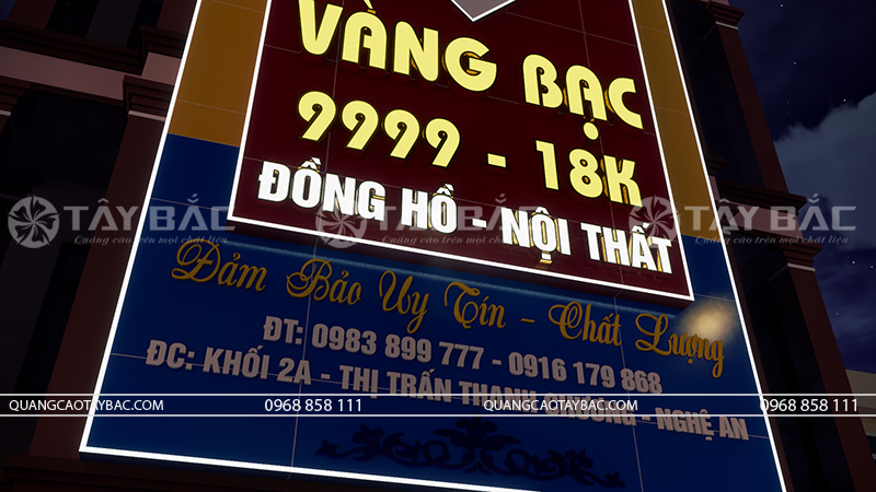 Thiết kế thi công bảng hiệu tiệm vàng Vĩnh Tường Huy