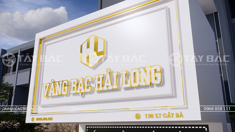 Thiết kế thi công bảng hiệu tiệm vàng Hải Long