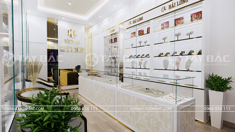 Thiết kế thi công bảng hiệu tiệm vàng Hải Long