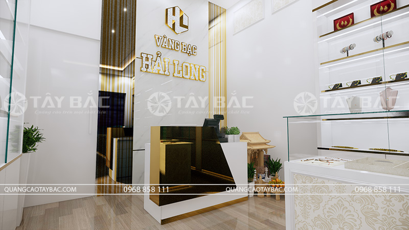 Thiết kế thi công bảng hiệu tiệm vàng Hải Long