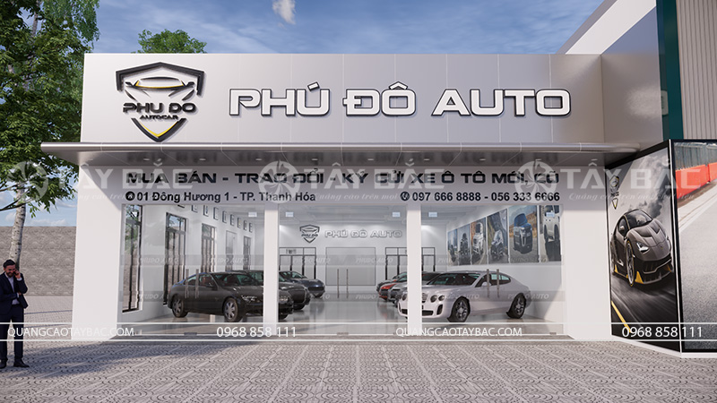 Mẫu bảng hiệu showroom ô tô Phú Đô