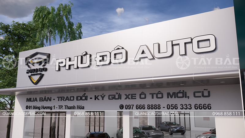 Mẫu bảng hiệu showroom ô tô Phú Đô
