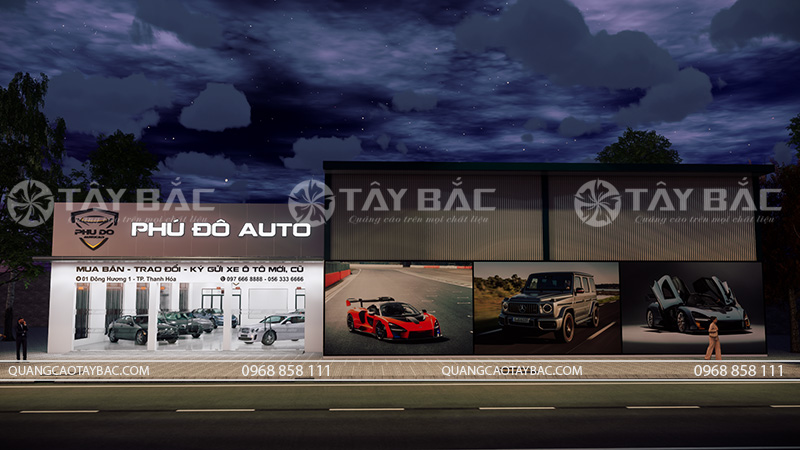 Mẫu bảng hiệu showroom ô tô Phú Đô