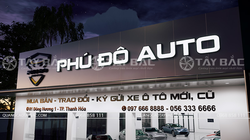 Mẫu bảng hiệu showroom ô tô Phú Đô