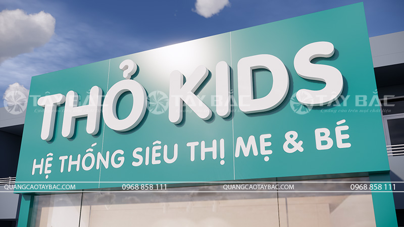 Biển quảng cáo cửa hàng mẹ và bé Thỏ Kids