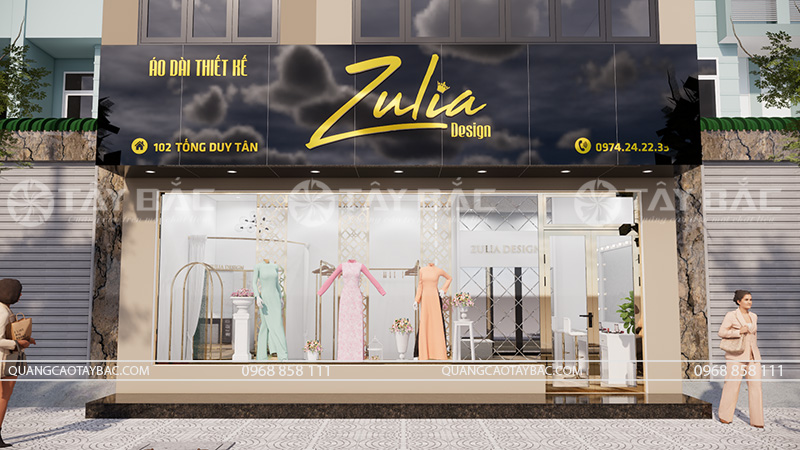 Biển quảng cáo cửa hàng áo dài Zulia