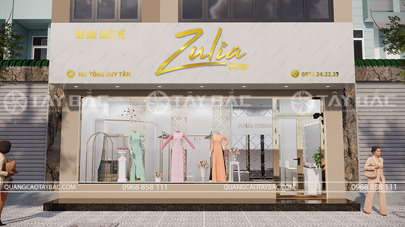 Biển quảng cáo cửa hàng áo dài Zulia