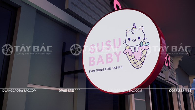 Biển quảng cáo cửa hàng mẹ và bé Susu Baby
