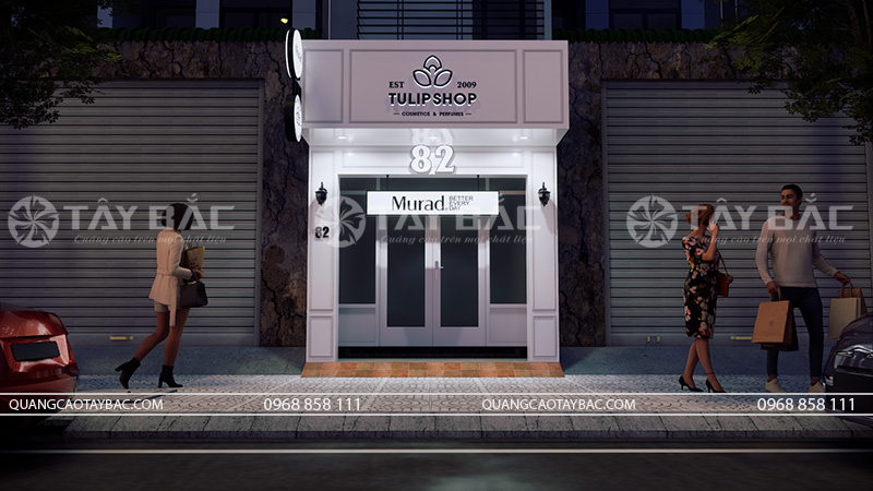 Biển quảng cáo cửa hàng mỹ phẩm Tulipshop