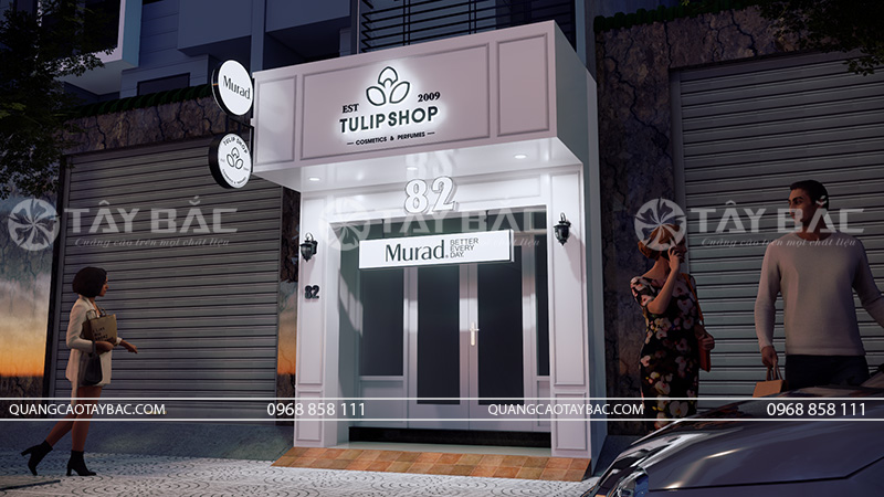 Biển quảng cáo cửa hàng mỹ phẩm Tulipshop