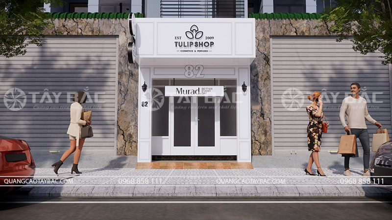 Biển quảng cáo cửa hàng mỹ phẩm Tulipshop