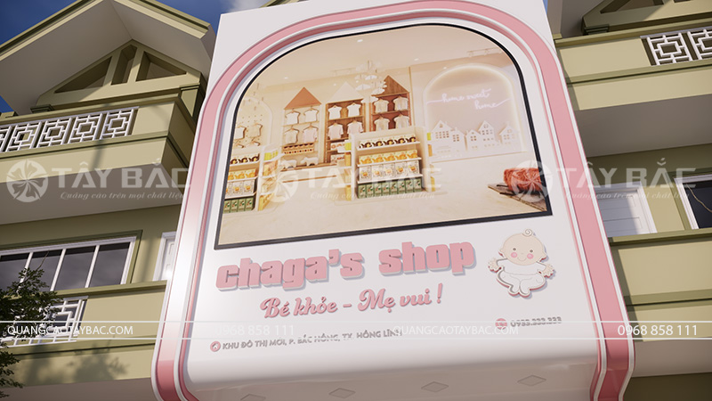 Biển quảng cáo shop quần áo trẻ em Chaga
