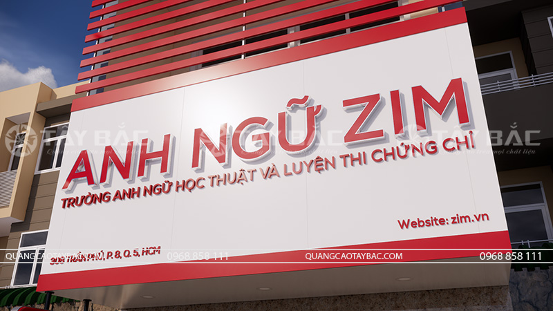 Thiết kế bảng hiệu trung tâm anh ngữ Zim