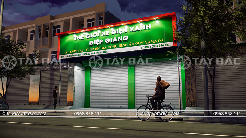 Thiết kế biển quảng cáo cửa hàng xe đạp xe máy Điệp Giang